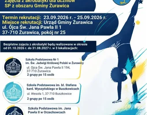 Gmina Żurawica: bezpłatne zajęcia z akrobatyki dla uczniów klas I–IV