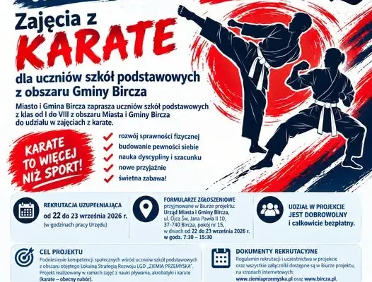 Bircza: trwa rekrutacja uzupełniająca na bezpłatne zajęcia z karate dla uczniów