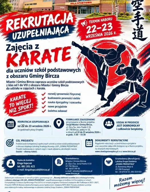 Bircza: trwa rekrutacja uzupełniająca na bezpłatne zajęcia z karate dla uczniów