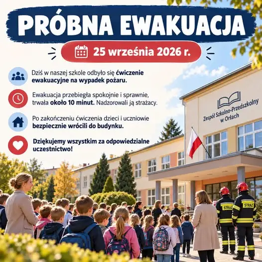 Ćwiczenia ewakuacyjne w Zespole Szkolno-Przedszkolnym w Orłach