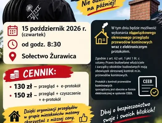 Przegląd przewodów kominowych w Żurawicy – 15 października 2026
