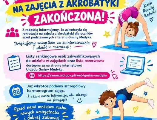 Zakończono rekrutację na zajęcia z akrobatyki w Gminie Medyka