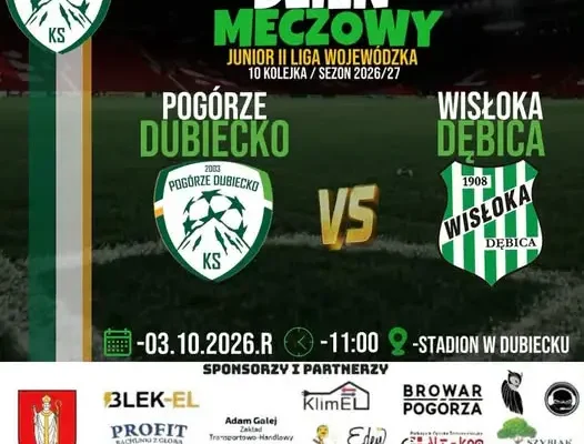 Mecz juniorów KS Pogórze Dubiecko – Wisłoka Dębica już w sobotę