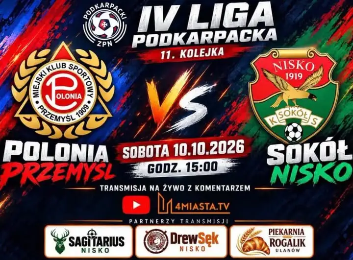 Mecz Sokoła Nisko z Polonią Przemyśl z transmisją na żywo w 4miasta TV