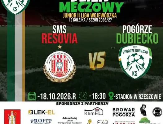 Mecz juniorów: SMS Resovia Rzeszów kontra KS Pogórze Dubiecko