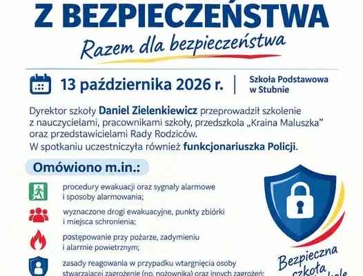 Stubno: szkolenie o bezpieczeństwie dzieci w szkole i przedszkolu