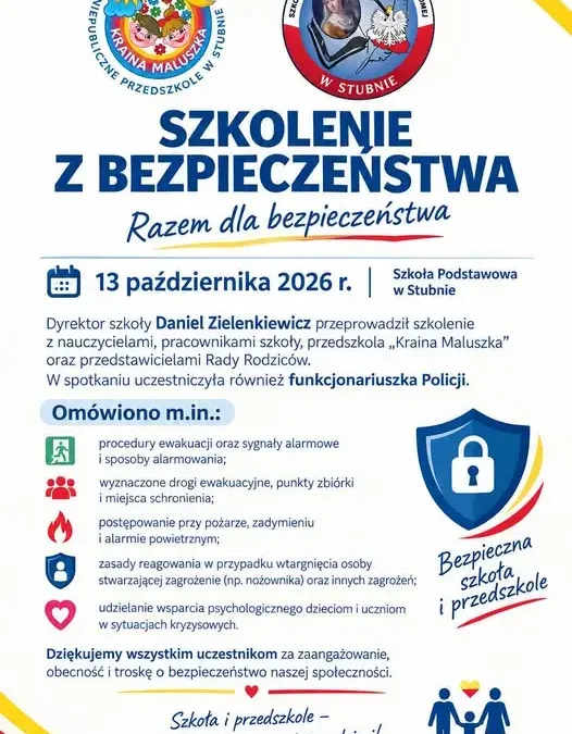 Stubno: szkolenie o bezpieczeństwie dzieci w szkole i przedszkolu