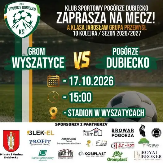 Grom Wyszatyce kontra KS Pogórze Dubiecko – zapowiedź 10. kolejki