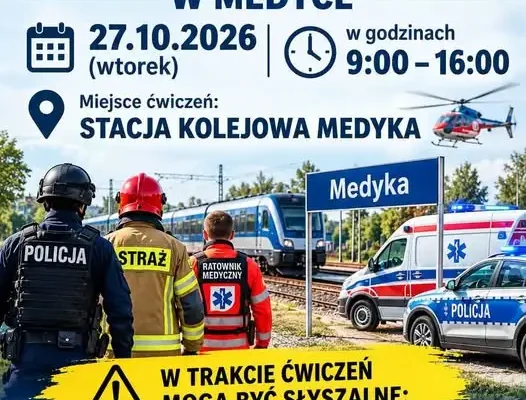 Ćwiczenia służb na stacji kolejowej w Medyce – możliwe odgłosy wybuchów i syren