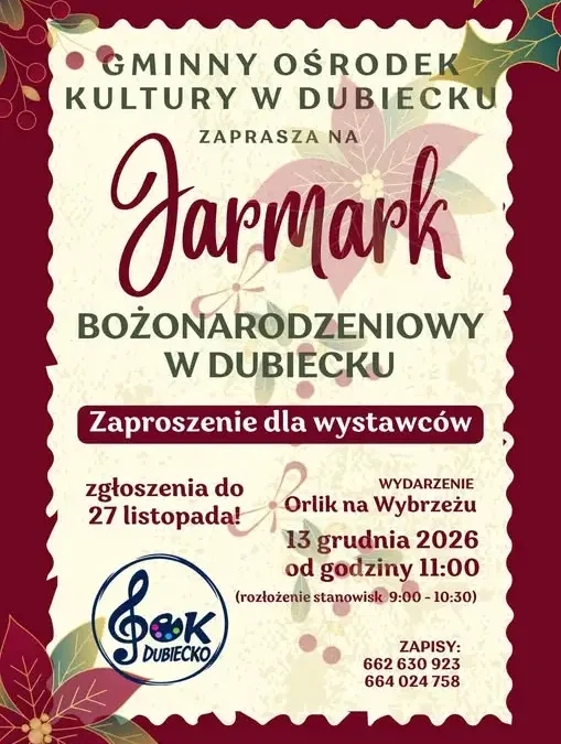 Jarmark Bożonarodzeniowy w Dubiecku – zaproszenie dla wystawców
